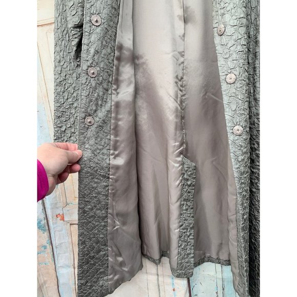 Eileen Fisher Womans Small Crinkle Jacket Pockets Magnetic Snap Closure Gray Sag - Picture 5 of 12